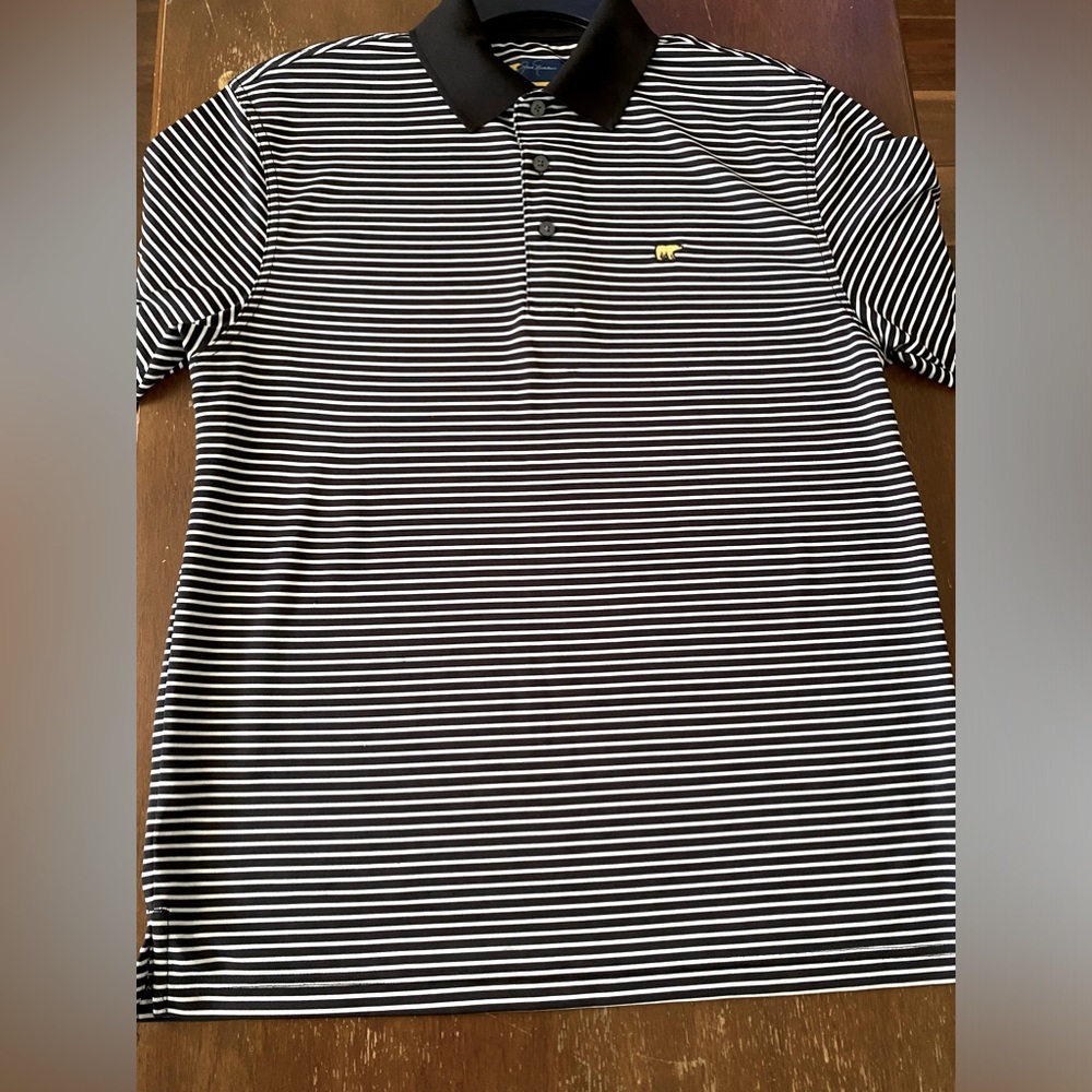 Black and White Lined Polo Shirt